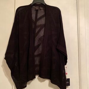 Rafaella Women’s Black Open-Front Knit Mesh Classy Shrug,Cardigan/Poncho, SZ 2X
